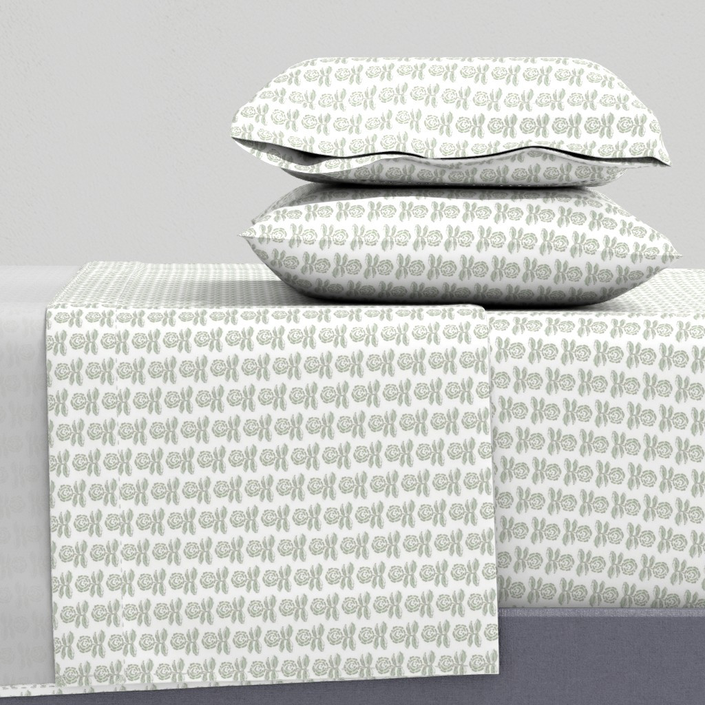 French Marigolds in Spring Green on White - Small Sheet Set | Spoonflower | Spoonflower