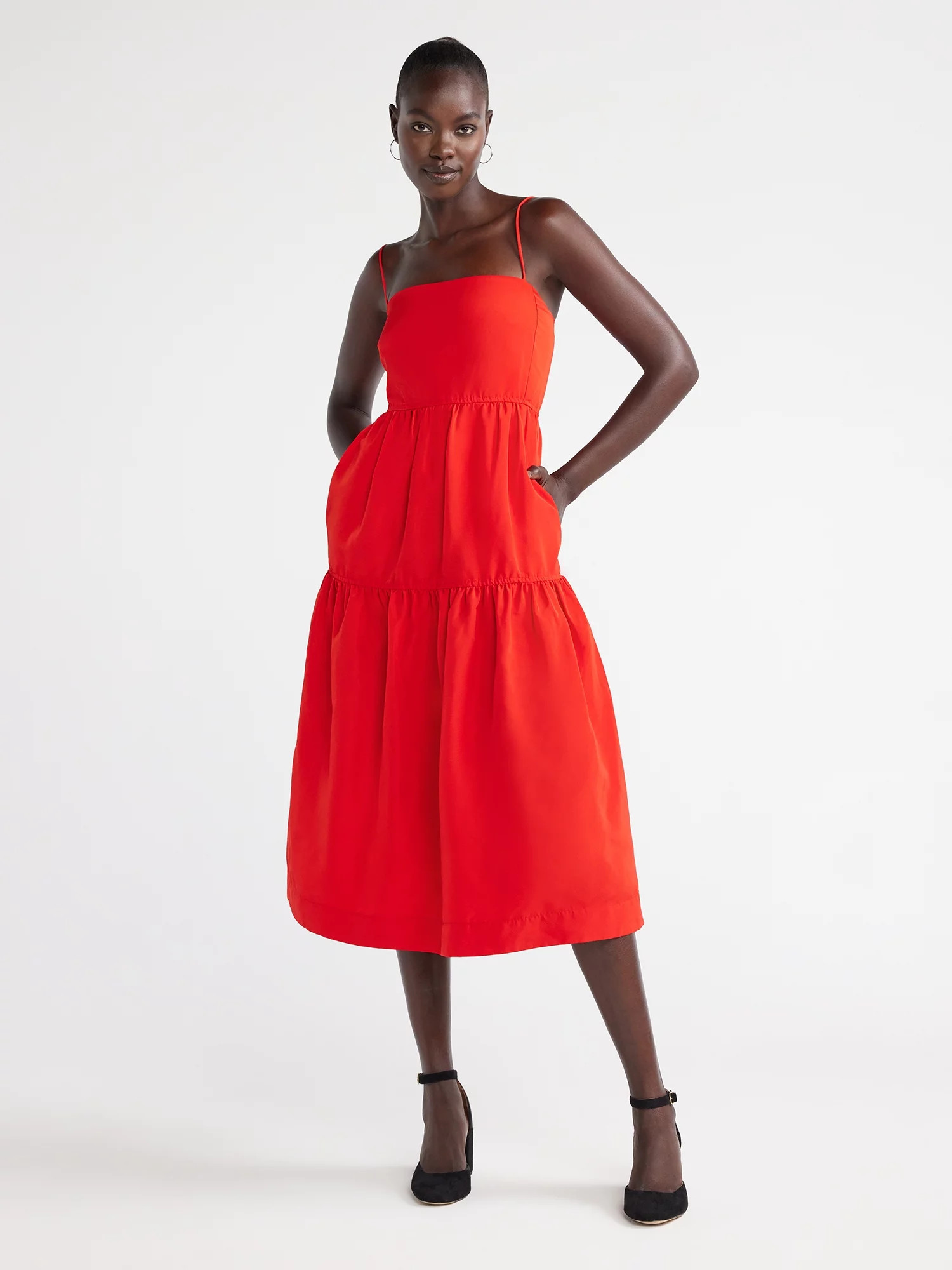 Free Assembly Women's Strappy Empire Midi Dress, Sizes XS-XXXL - Walmart.com | Walmart (US)