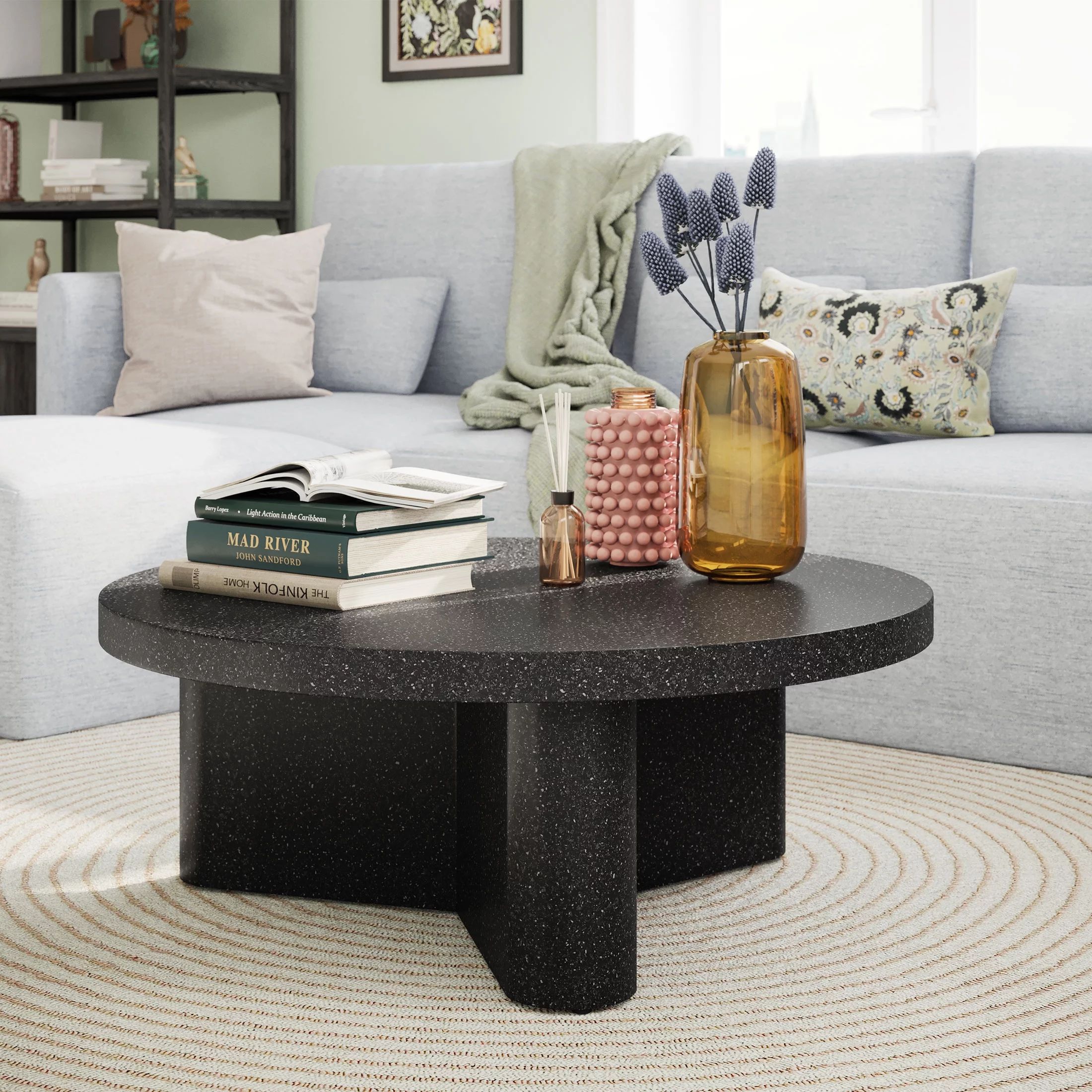 Beautiful Contempo Round Coffee Table Finish by Drew Barrymore, Speckled Marble Finish | Walmart (US)