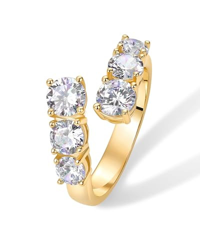 PAVOI Rhodium Plated Cubic Zirconia Crossover Chunky Eternity Ring for Women | Open Twist Stackable Bands | CZ Statement Rings | Size 5 | Amazon (US)