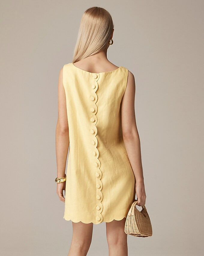 Scalloped-trim shift dress in linen | J. Crew US