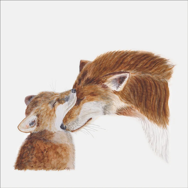 18" H x 18" W x 1.5" D Brown/Gray Mom and Baby Foxes Canvas Art | Wayfair North America