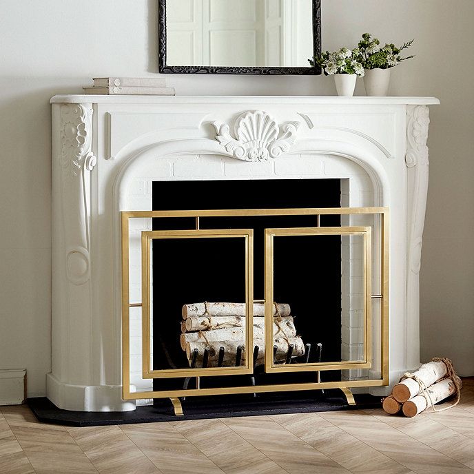 Celeste Glass Fireplace Screen | Ballard Designs, Inc.
