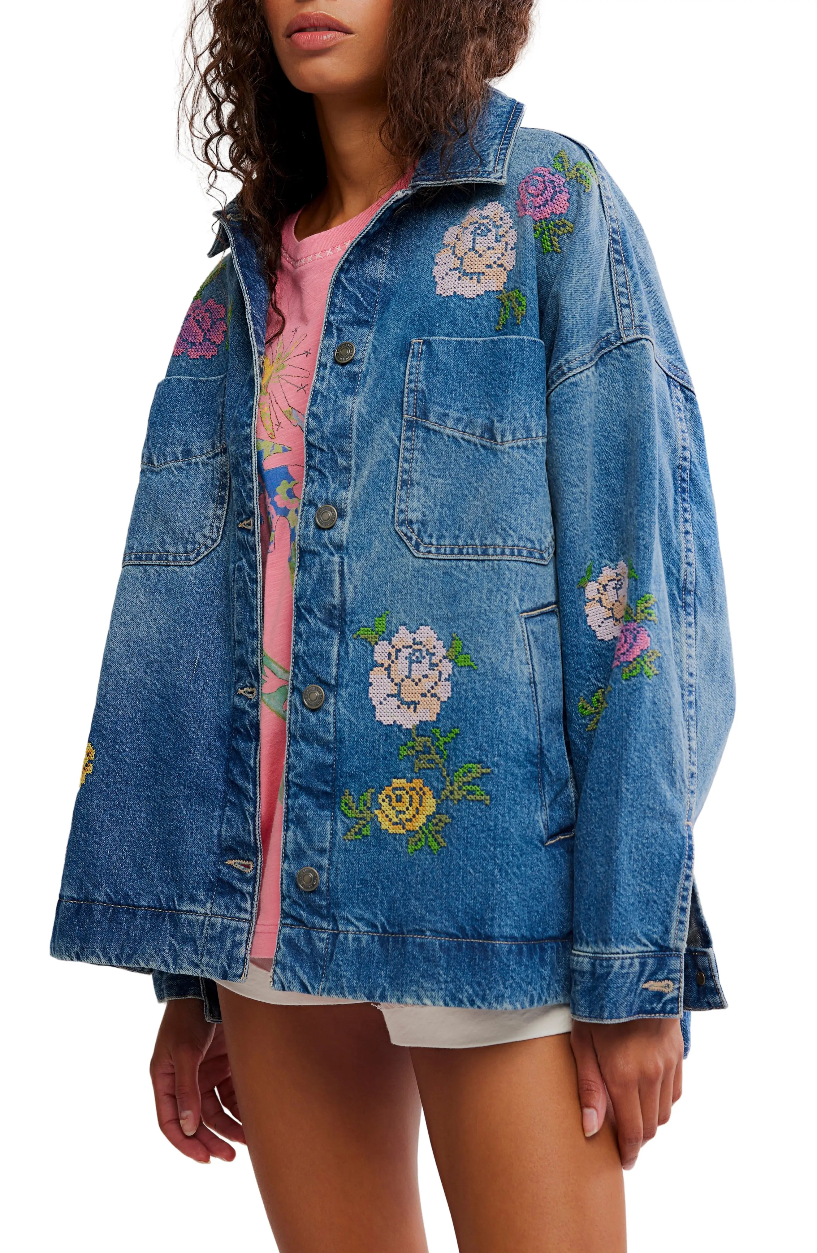 Free People Madison Embroidered Denim City Jacket (Women) | Nordstrom | Nordstrom
