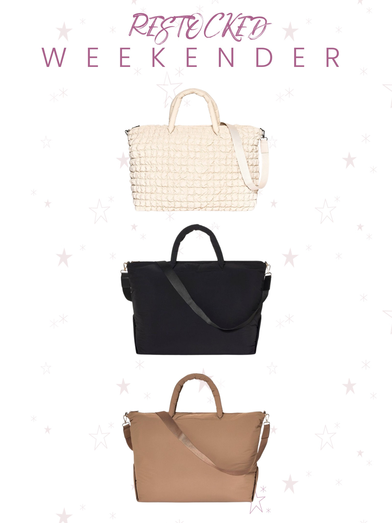 My favorite travel bag is back in stock at Target!  This bag holds so much.  It has pockets inside & out.  A zipper top
and shoulder strap that’s removable. 