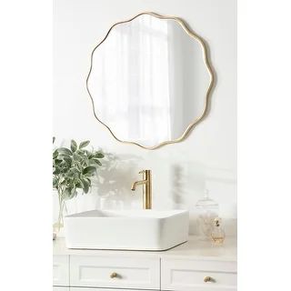 Kate and Laurel Viona Round Scalloped Mirror - 26" Diameter - Gold | Bed Bath & Beyond