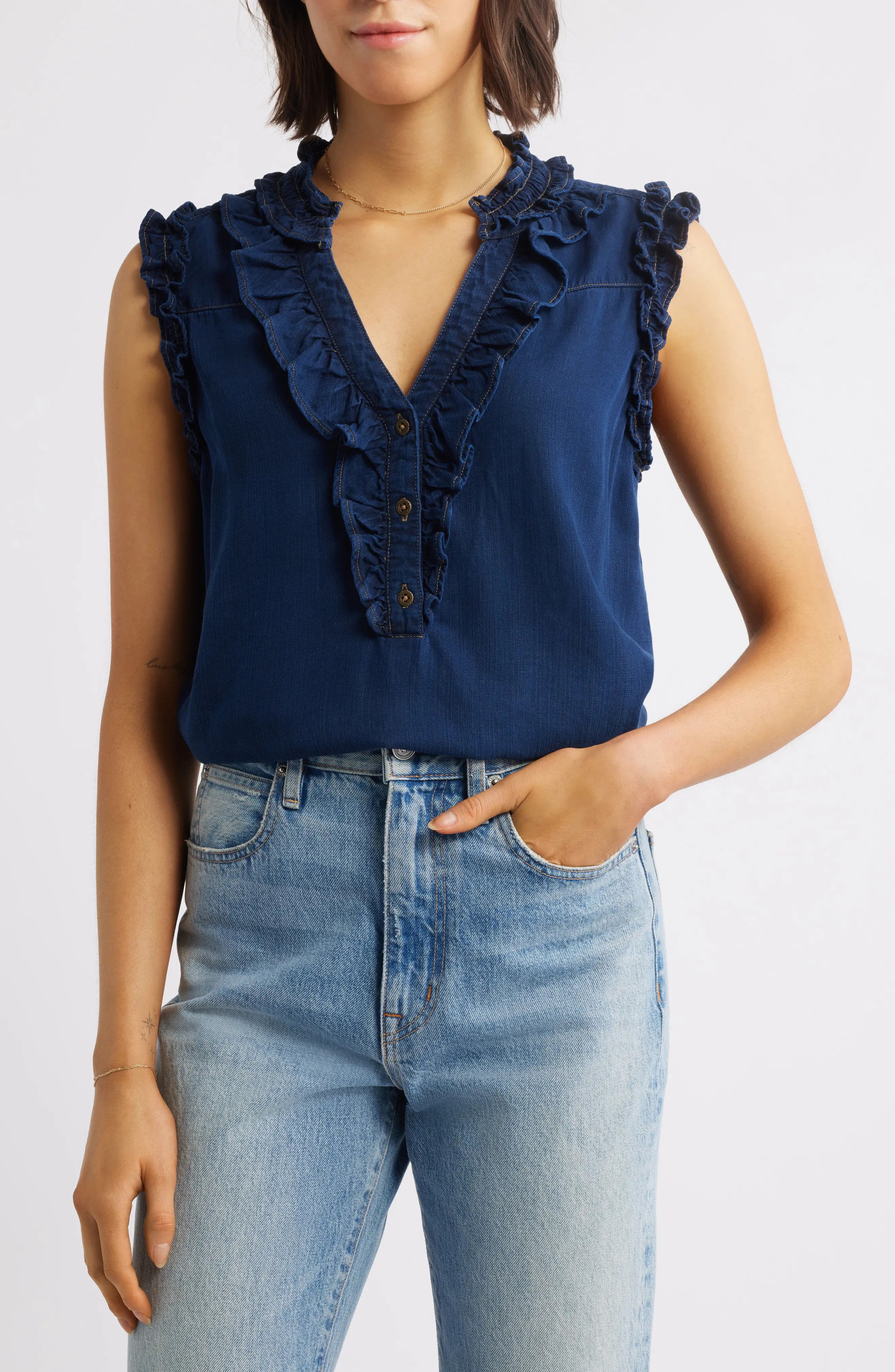 Wit & Wisdom Ruffle Accent Sleeveless Top (Women) | Nordstrom | Nordstrom