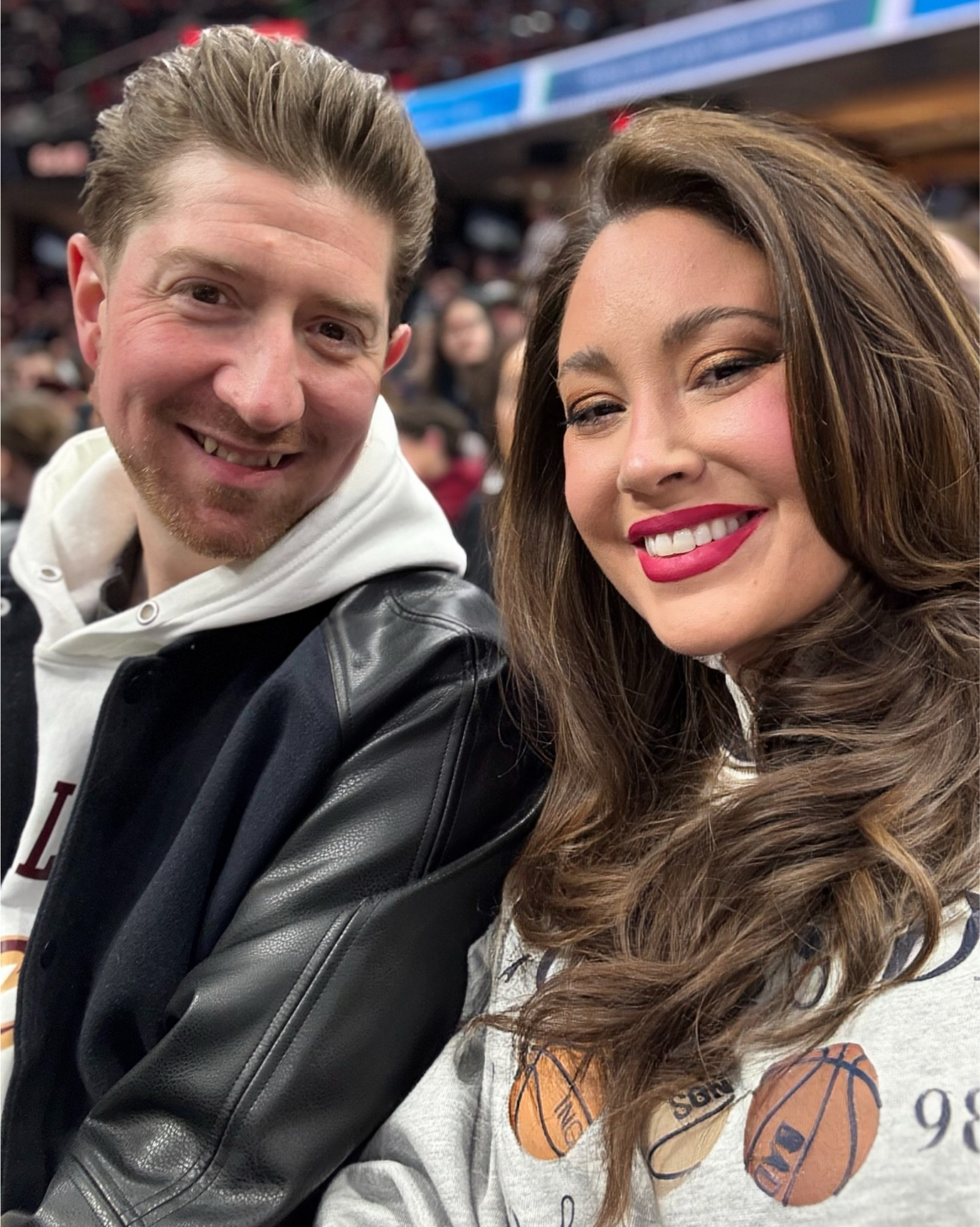 Went to my first Cavs basketball game in YEARS tonight, and they won!  Linking my fav basketball game sweatshirt, earrings, and makeup!  We had so much fun!  #sportingevent #basketballgame #ootd 

#LTKStyleTip #LTKFindsUnder50 #LTKMidsize