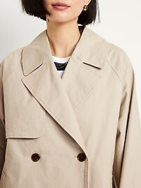 Oversized Double-Breasted Short Trench Coat | Old Navy (US)