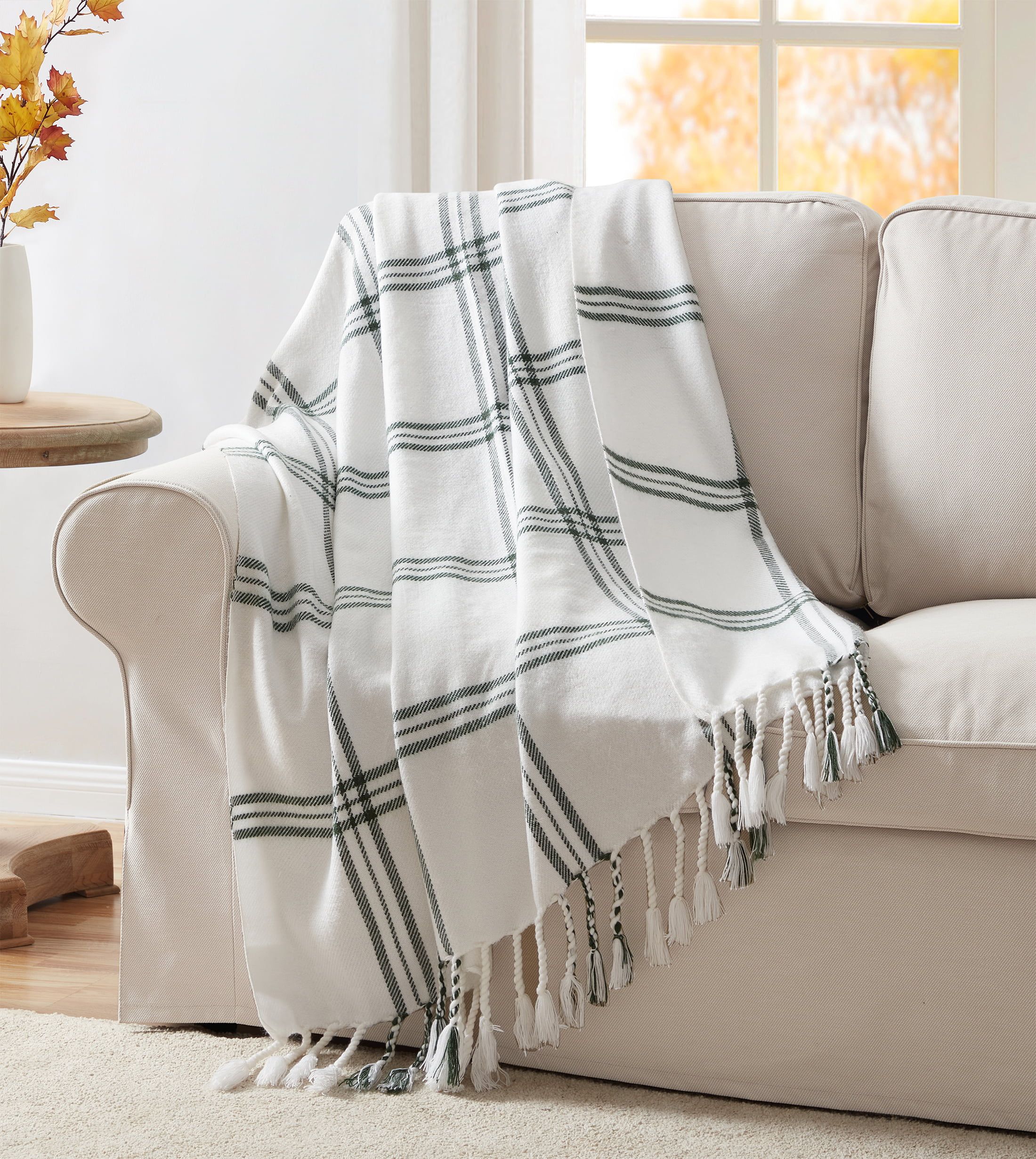 My Texas House Tatum Laneer Plaid Fringe Throw, Easy Wash, 50 x 60, Green - Walmart.com | Walmart (US)