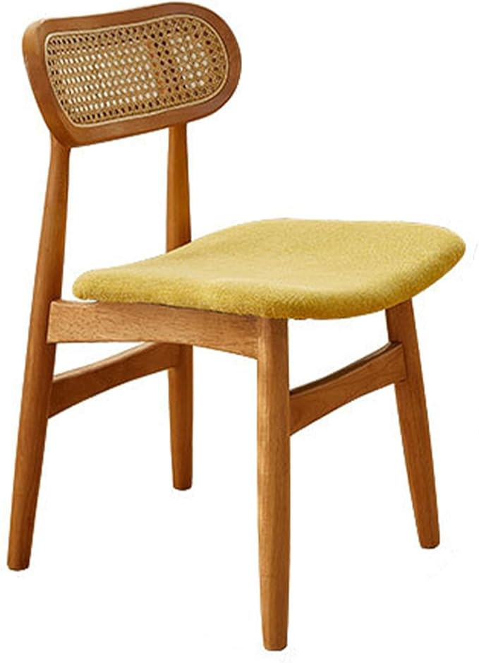 Vintage Rattan Dining Chair, High Resilience Sponge Seat Cushion Solid Wood Frame, Upholstered Le... | Amazon (US)