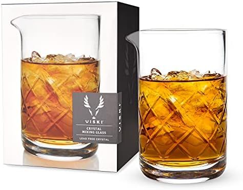 Viski Cocktail Mixing Glass 17 Oz. Crystal Pitcher Thick Base Design Bartending Glasses - Barware... | Amazon (US)