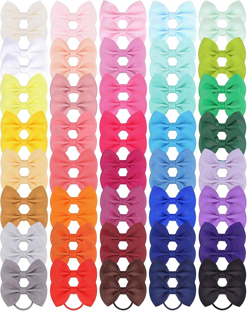 Baby Hair Ties with Bows, 80Piece Small Elastic Toddler Hair Ties Ponytail Holders Hair Ties for ... | Amazon (US)