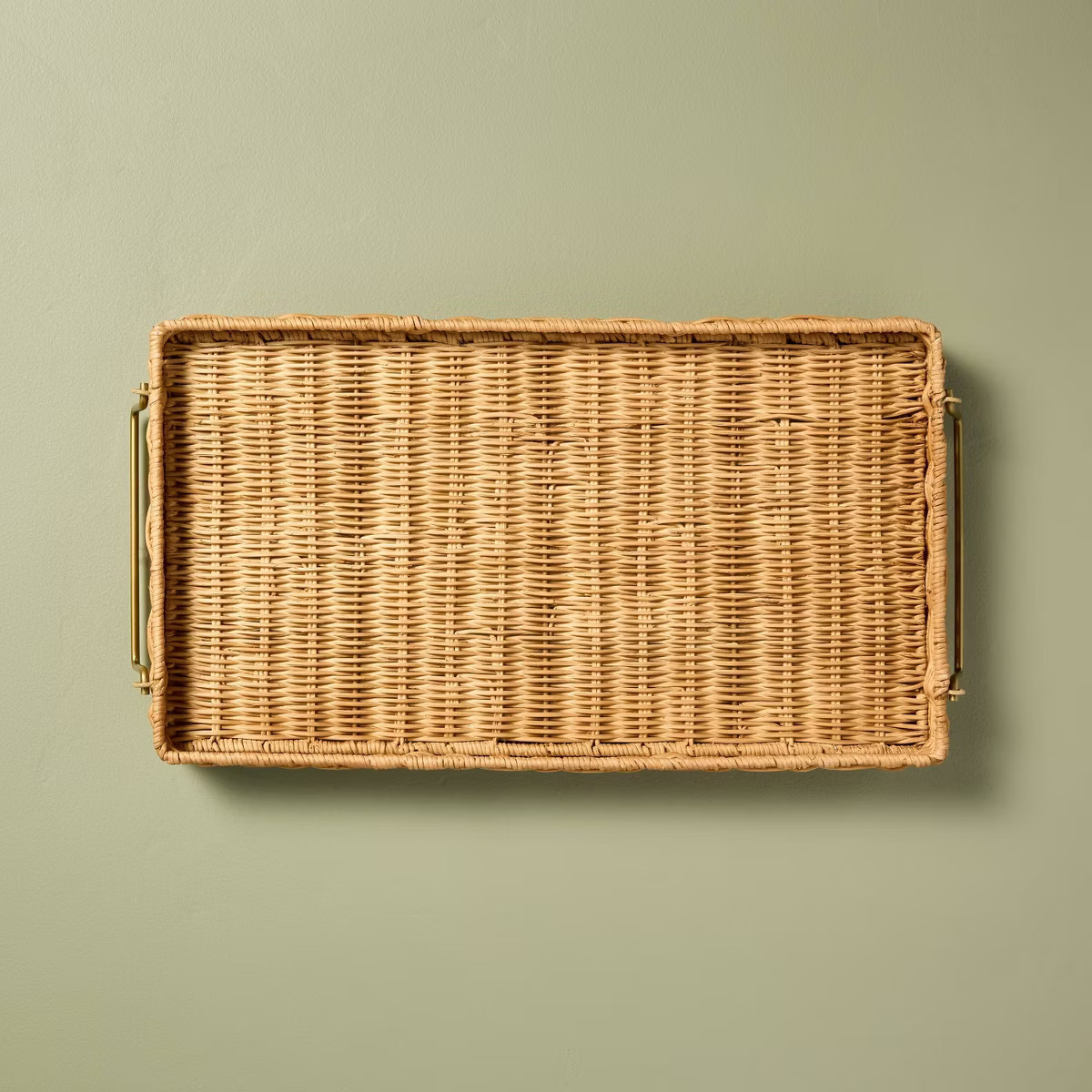 Natural Woven Tray with Brass Handles and Foldable Legs - Hearth & Hand™ with Magnolia | Target