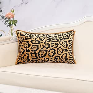 Yangest Black and Gold Rectangle Pillow Cover Cut Velvet Leopard Print Cushion Cover Luxury Moder... | Amazon (US)