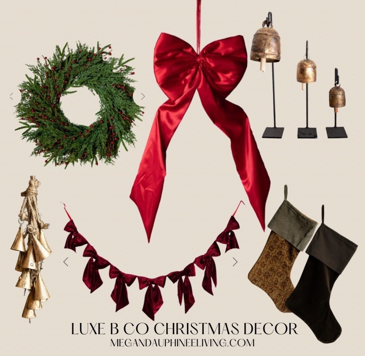 Stunning Christmas decor by Luxe B always for the win! 

I adore the vintage bells, oversized red ribbon for tree topper and their stockings are so cute! 

#LTKcanada #LTKhome #LTKholiday