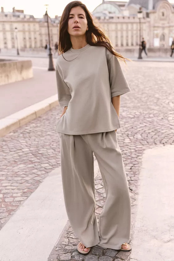 WASHED EFFECT INTERLOCK T-SHIRT | Zara US