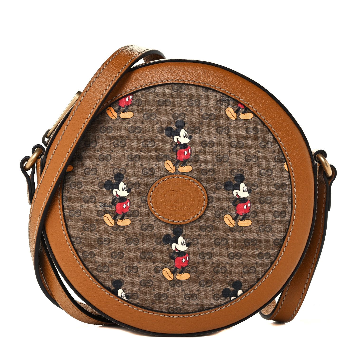 GUCCI X DISNEY Mini Vintage GG Supreme Monogram Mickey Mouse Round Shoulder Bag Beige Vintage Sun... | Fashionphile