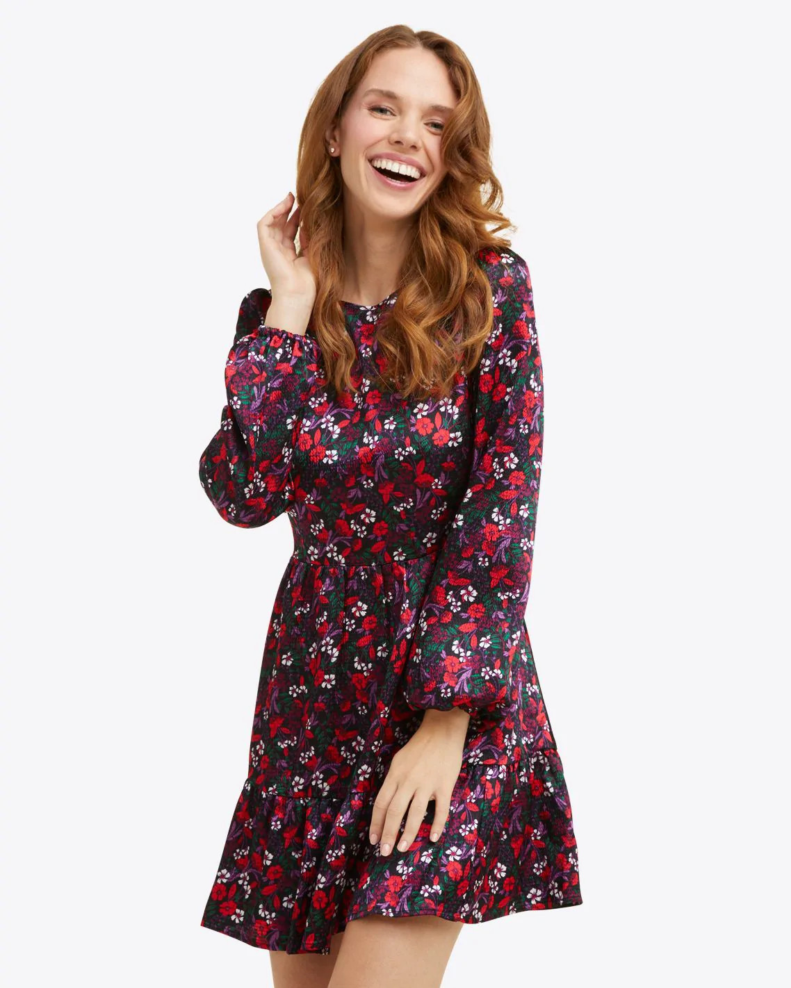 Long Sleeve Shift Dress in Scarlet Floral | Draper James (US)