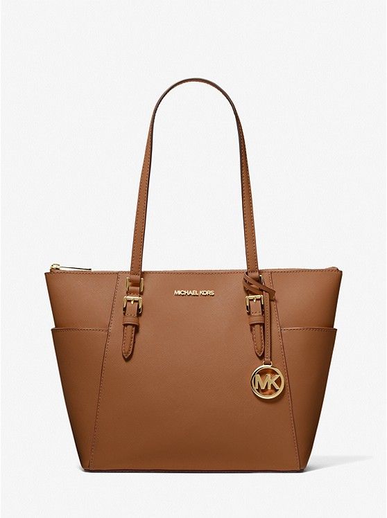 Charlotte Large Saffiano Leather Top-Zip Tote Bag | Michael Kors US