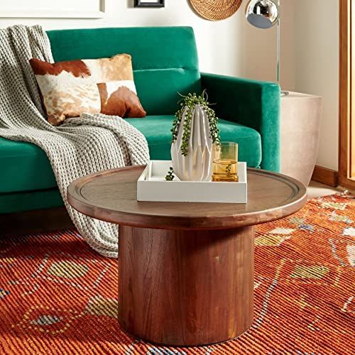 Safavieh Home Devin Dark Oak Pedestal Round Coffee Table | Amazon (US)