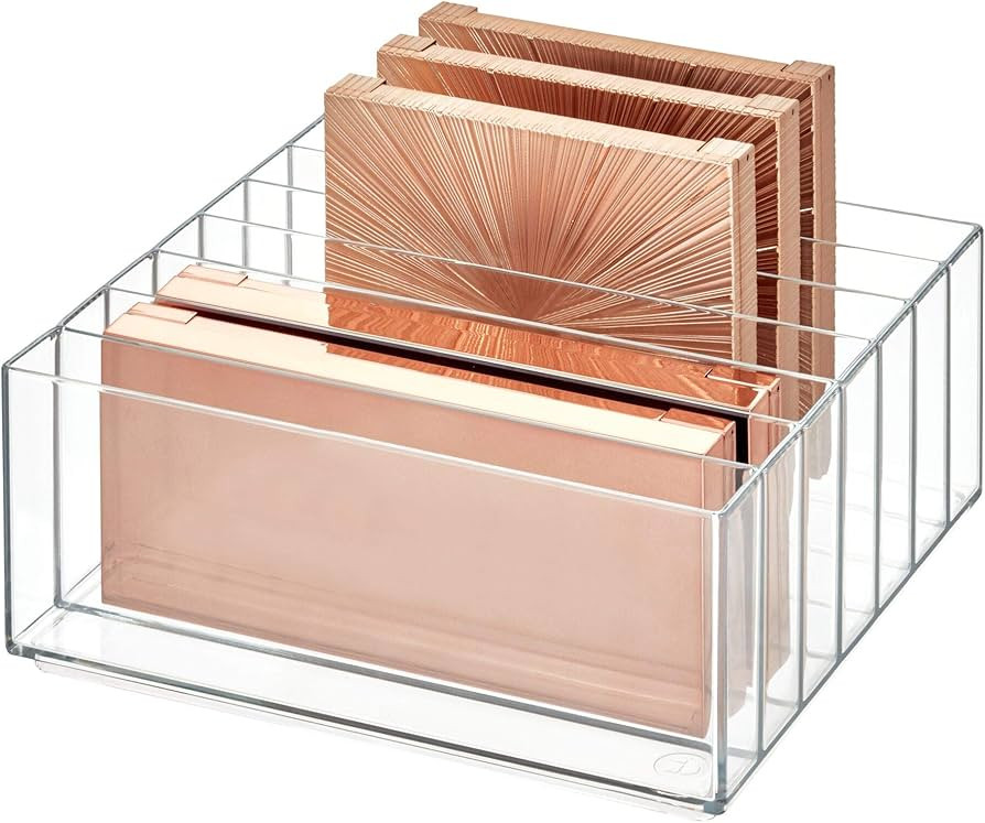 iDesign 42870 Clarity BPA-Free Plastic Divided Wide Makeup Palette Organizer, 8.1" x 8.1" x 3.7" | Amazon (US)