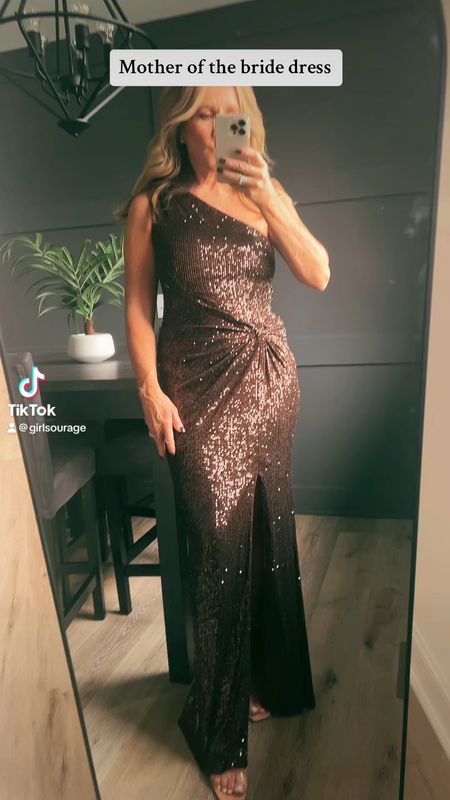 Mother of the bride dress or mother of the groom dress, mother of the bride gown, mob dress, sequin one shoulder gown, sequin evening gown 

#LTKfamily #LTKwedding #LTKover40