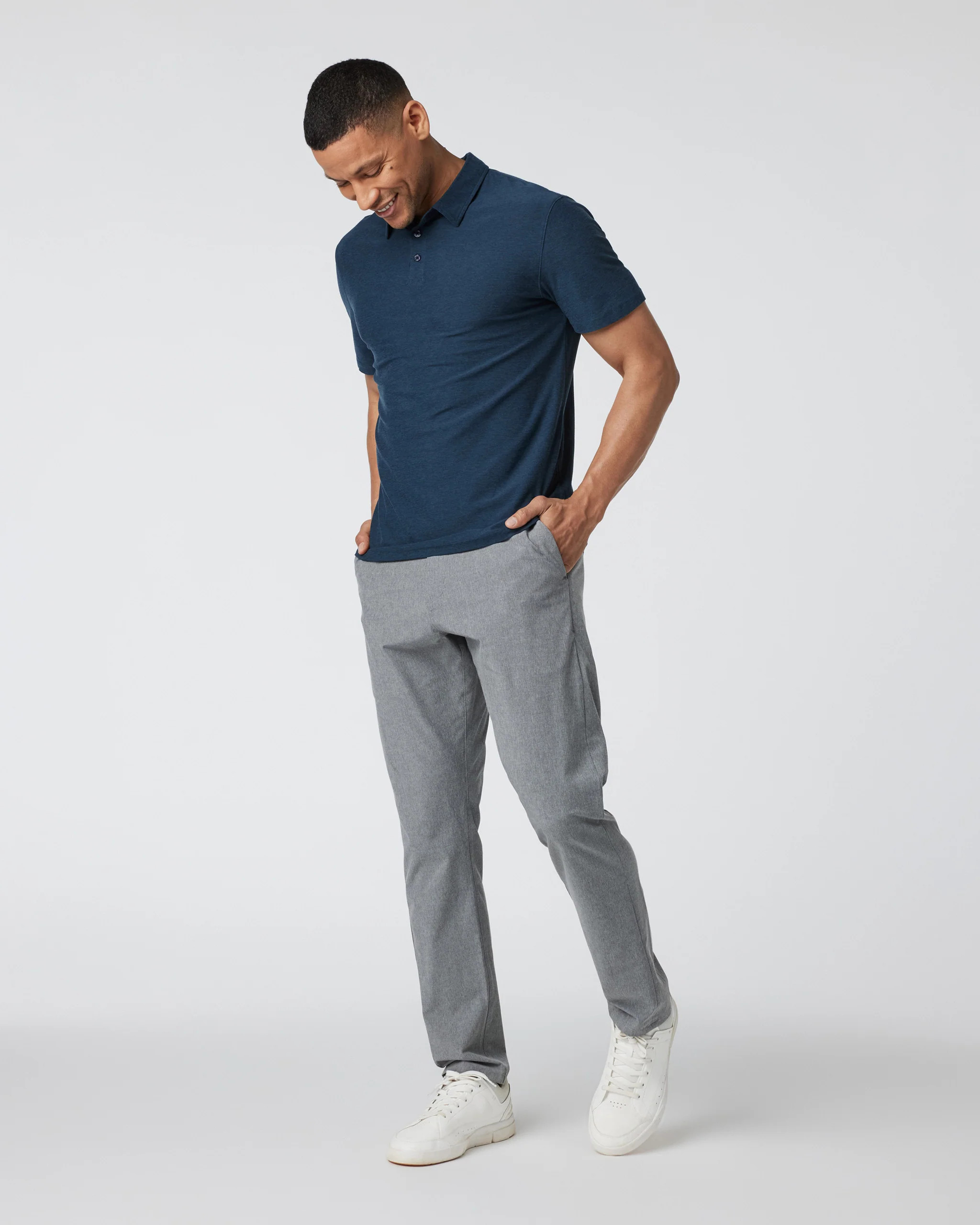 Strato Tech Polo | Men's Navy Heather Polo | Vuori | Vuori Clothing (US & Canada)