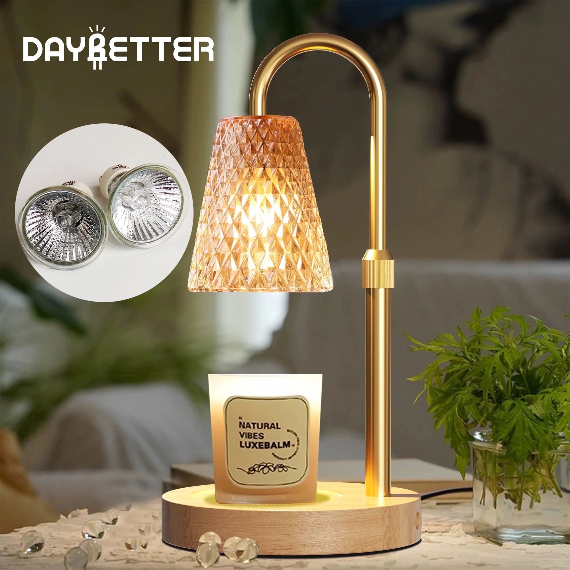 DAYBETTER Candle Warmer Lamp with Timer, Dimmable Adjustable Height Wax Warmer Lamp，Home Decor ... | Walmart (US)