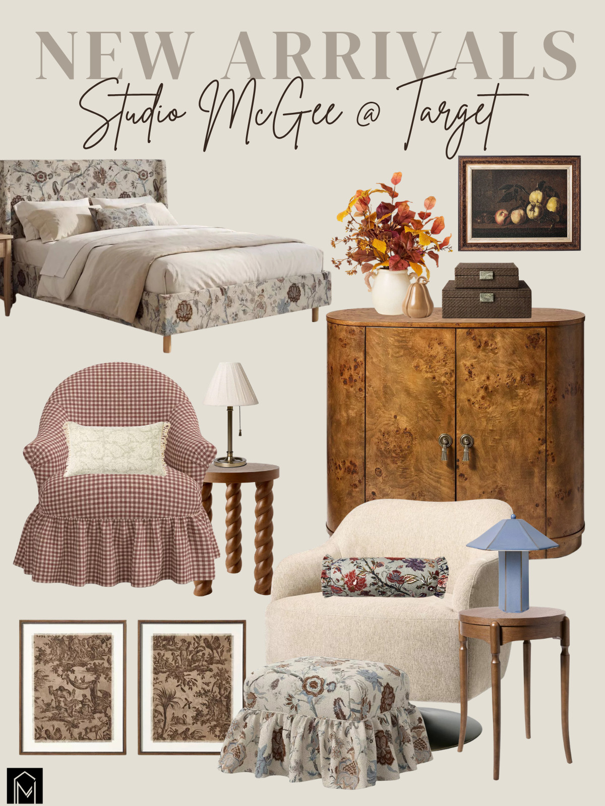This new Studio McGee arrival at Target has so much to love: floral patterns, a gingham chair, and burl wood pieces that all feel unexpected together in the best way. It's proof this collection keeps getting better every season. #studiomcgee #targetfinds 

 #LTKHome