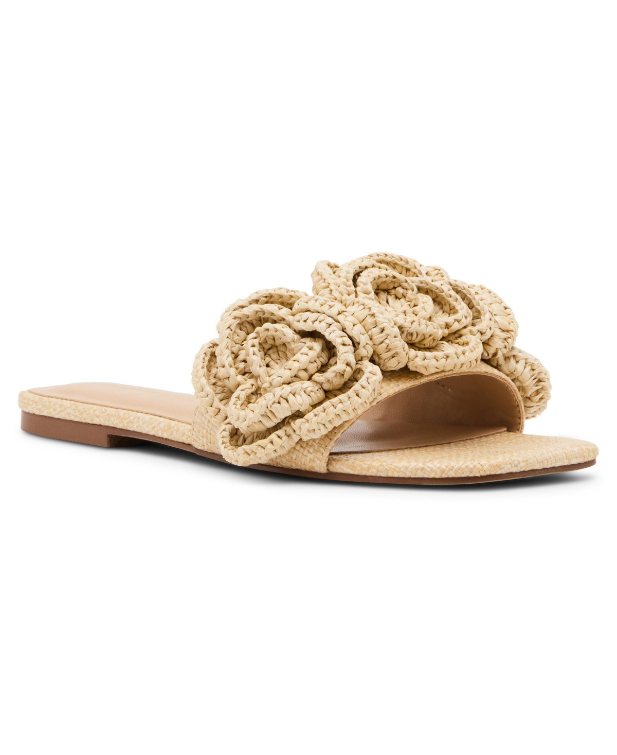 Madden Girl Women's Marisol Raffia Flower Slide Sandals - Natural Floral Raffia | Macy's