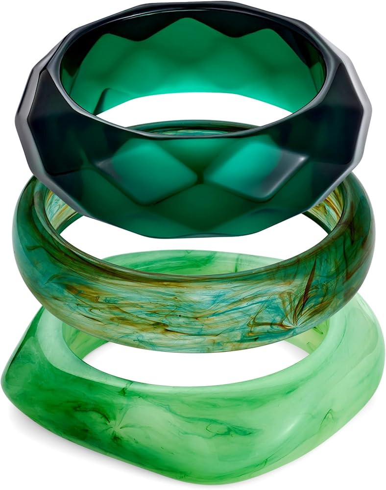 3PCS Colorful Acrylic Resin Bangle Bracelet for Women Boho Geometric Acetate Plate Bracelet Trend... | Amazon (US)