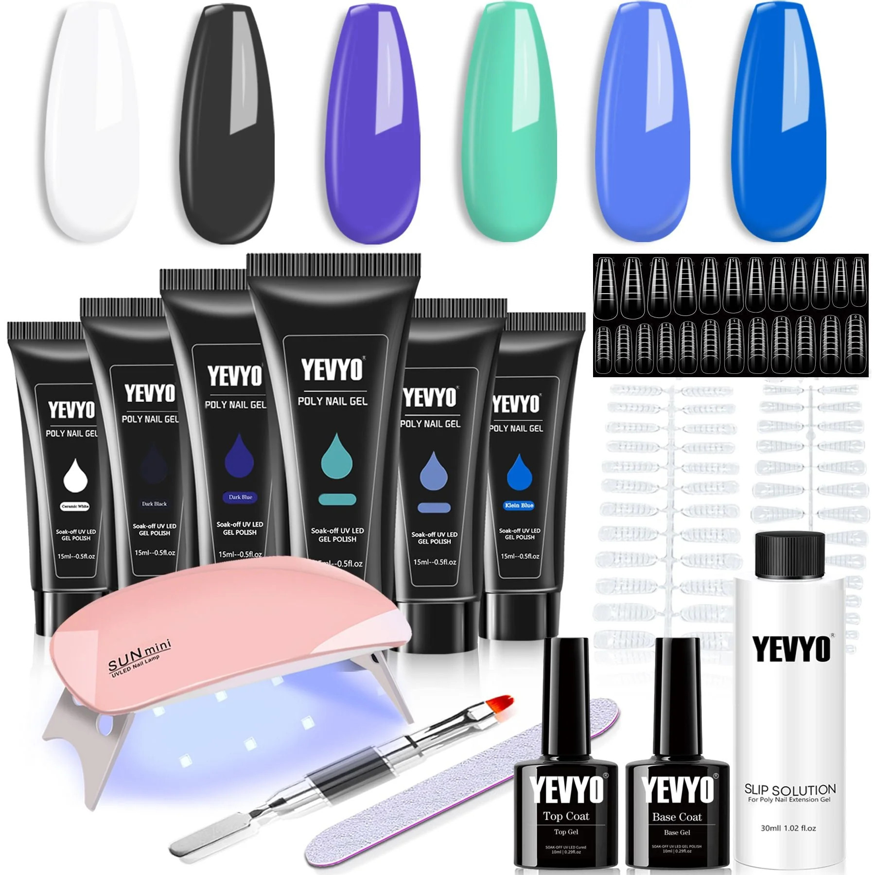 6 PCS Polygel Nail Kit With UV Nail Lamp, Slip Solution, Top Base Coat, Builder Nails Art Tools for Beginners - -Multicolour | Shop Simon