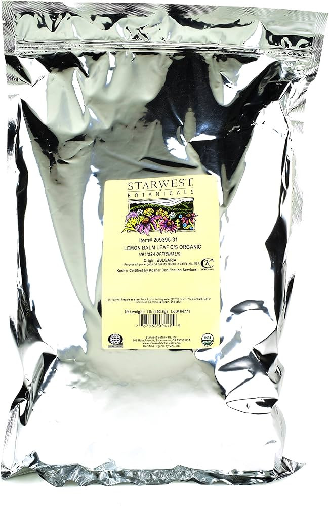 Starwest Botanicals Organic Lemon Balm Leaf C/S, 1 Pound | Amazon (US)