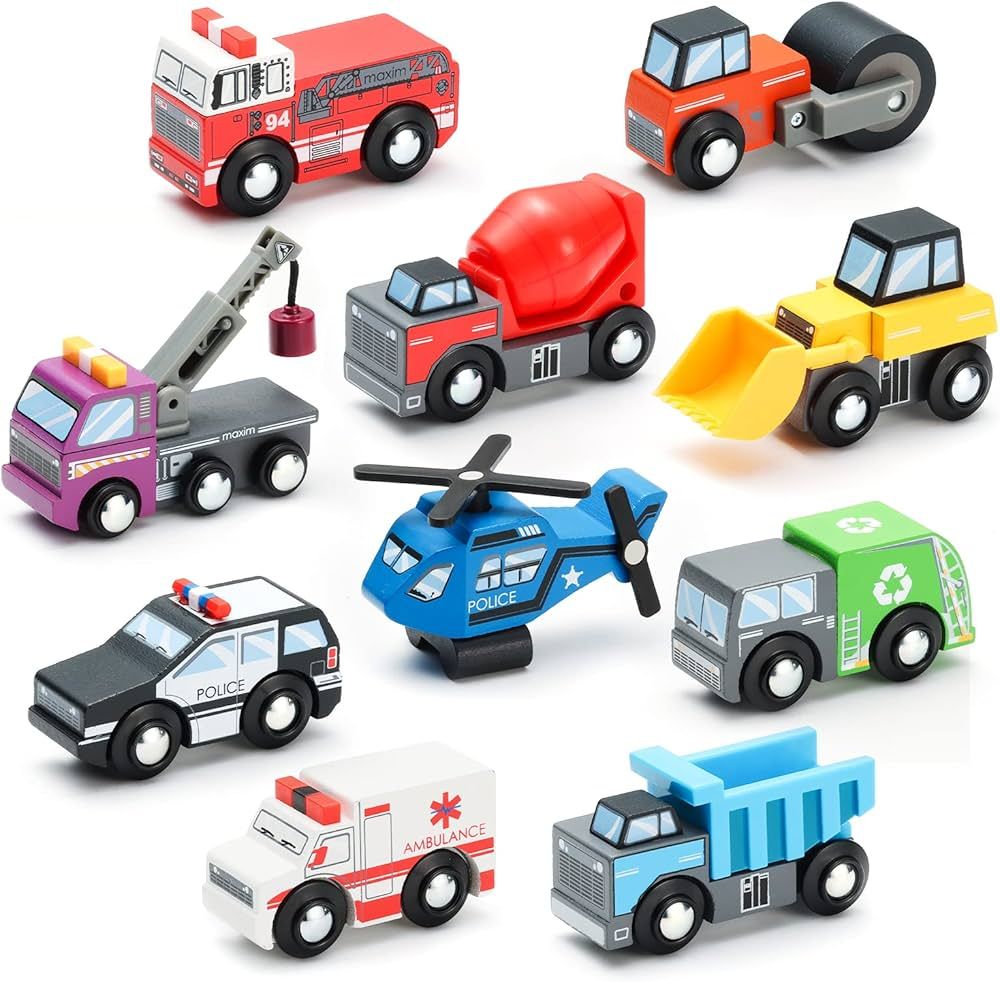 SainSmart Jr. Wooden Train Set Accessories Toy Cars (10 PCS), Compatible with All Major Brands, G... | Amazon (US)