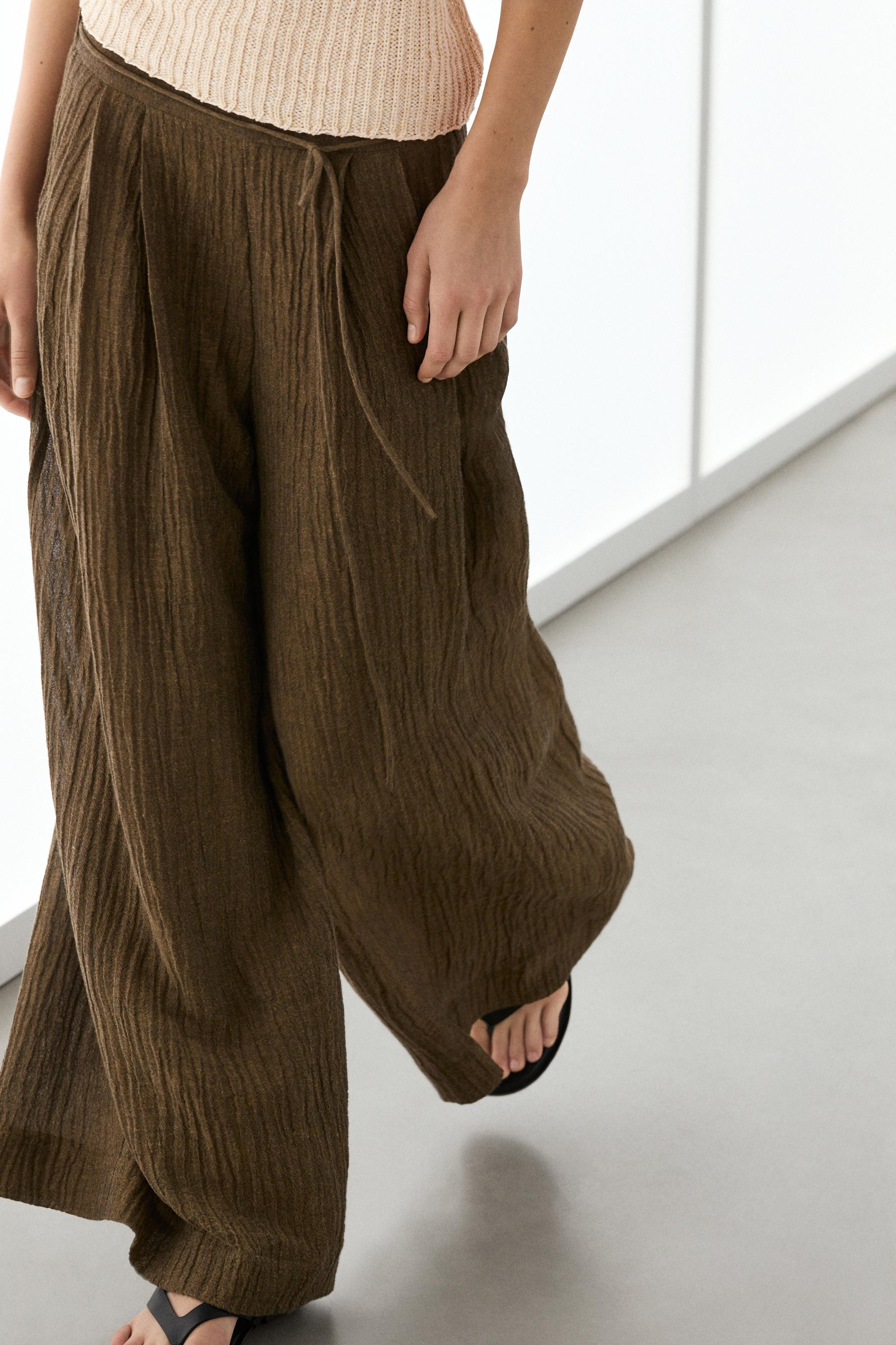 Flowing linen blend trousers | Massimo Dutti US