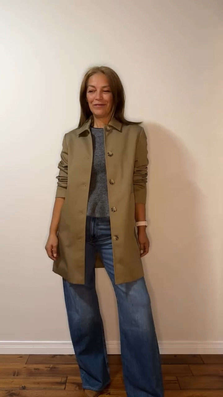 Effortless chic ✨ Wide-leg jeans, cozy short-sleeve knit, and a classic trench/car coat. The perfect balance of casual and polished. 

Link in stories 💛
https://shopmy.us/collections/2286668

Chic, style, fall outfit, trench coat, jeans, booties, knit sweaters, casual look, whole outfit look