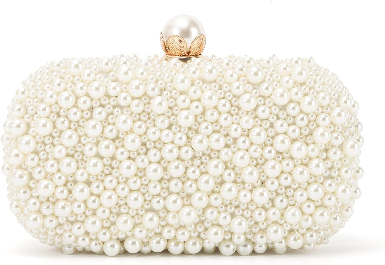 Emprier Women Pearl Evening Handbags Beaded Clutch Purses for Wedding Bridal Party Prom | Amazon (US)