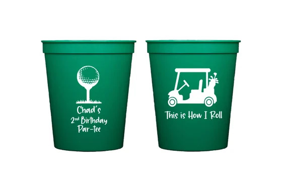 Golf birthday cups, Golf birthday party, Golf theme birthday, Gold cups, Personalized plastic cup... | Etsy (US)