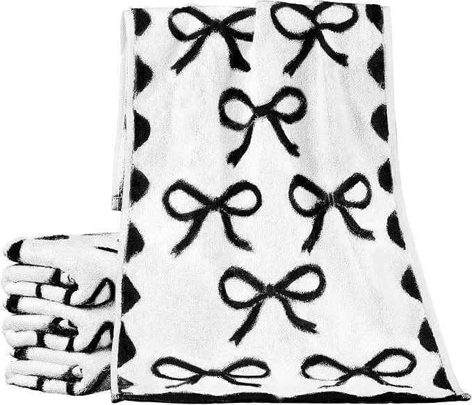 4 Pcs Black Bow Hand Towels for Bathroom 13 x 29'' Soft 100% Cotton Coquette Face Towel Kitchen D... | Amazon (US)