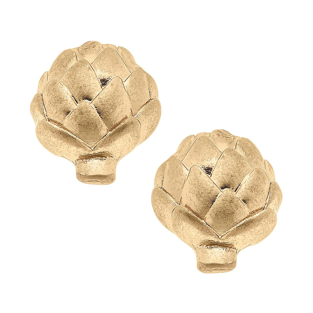 CANVAS Style x @ChappleChandler Suzy Artichoke Stud Earring in Worn Gold | CANVAS