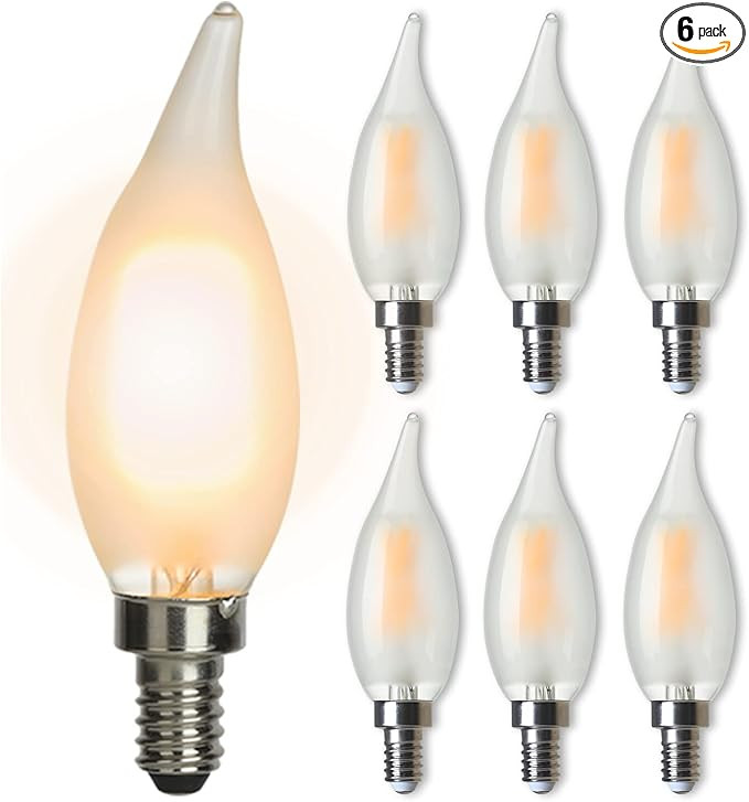 AMDTU Candelabra LED Light Bulbs,Frosted Relax LED,2200k Soft Warm,40watt E12 Base,Dimmable,Candl... | Amazon (US)