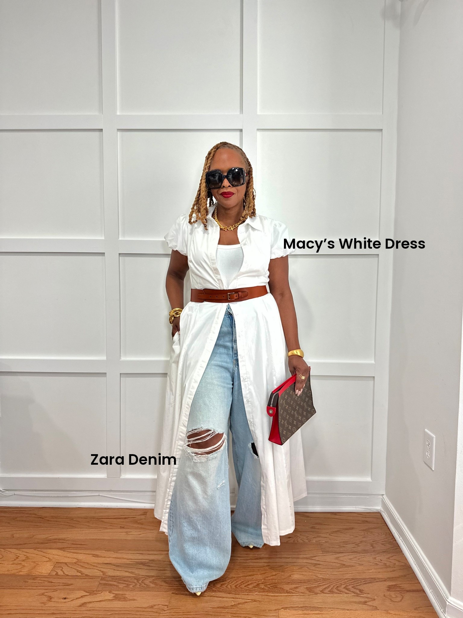 @Zara denim jeans 
@macys white shirt dress

#LTKOver40 #LTKTravel #LTKootd