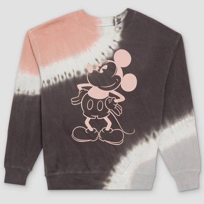 Women's Disney Mickey Graphic Sweatshirt - Black Tie-Dye | Target