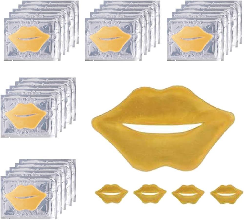 24K Golden Crystal Lip Masks 30 Pieces Hydrating Lip Plumper Mask Collagen Nourishing Lip Care Ge... | Amazon (US)