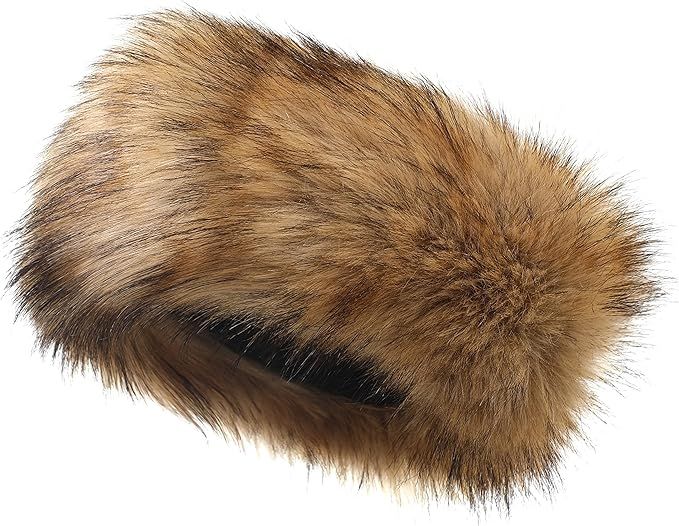 Dikoaina Womens Faux Fur Headband Winter Earwarmer Earmuff Hat Ski | Amazon (US)