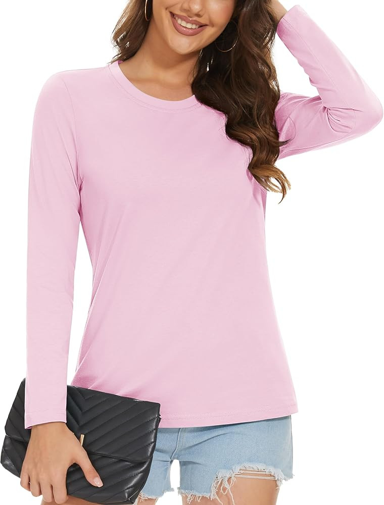 MAGCOMSEN Women's Long-Sleeve Crew-Neck Cotton T-Shirt Classic-Fit Shirt Soft Breathable Casual T... | Amazon (US)