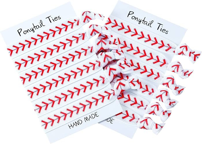 12 Pieces Baseball Hair Ties Girls Baseball Hair Accessories, No Crease Hair Elastics Set for Pla... | Amazon (US)