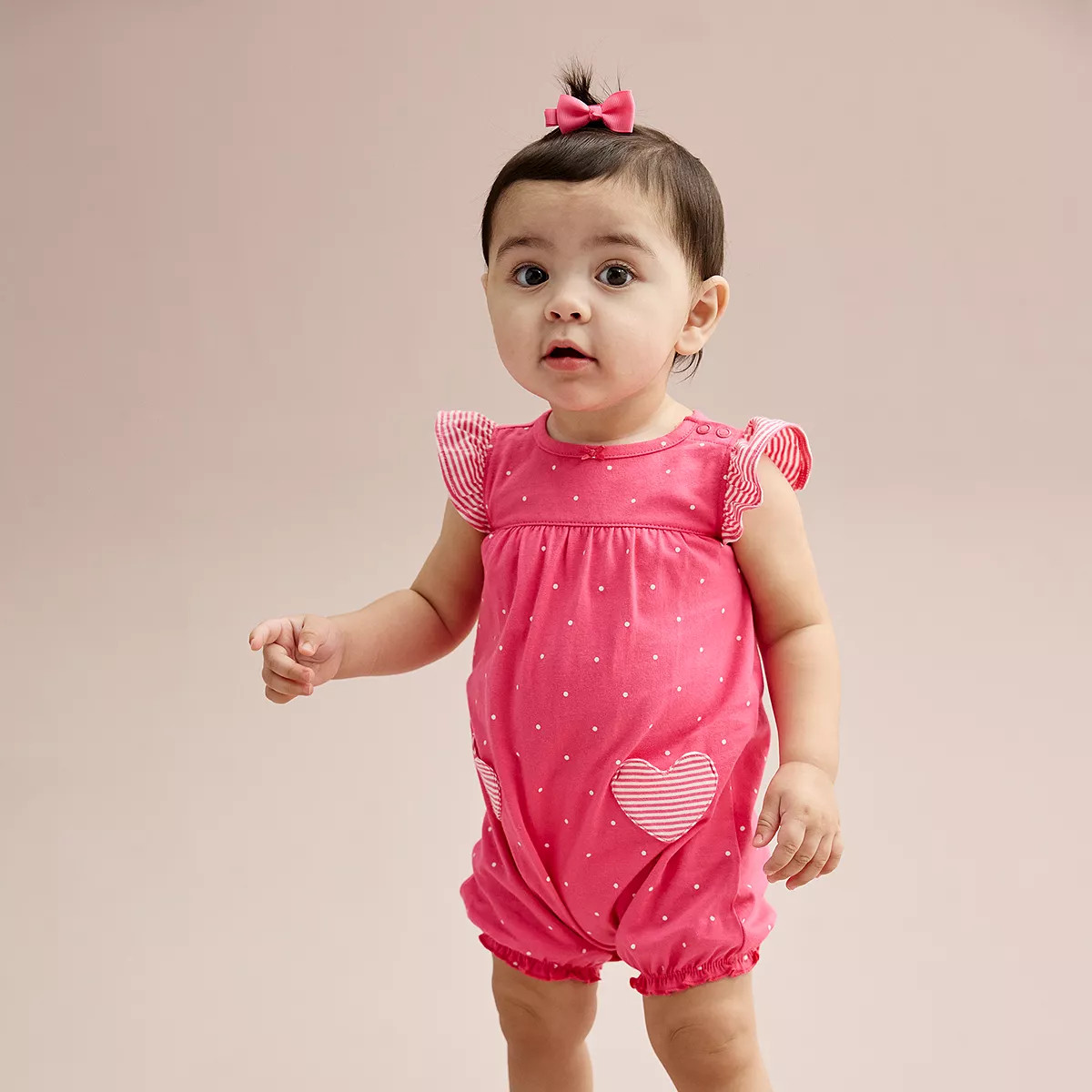 Baby Girl Carter's Heart Pocket Romper | Kohl's