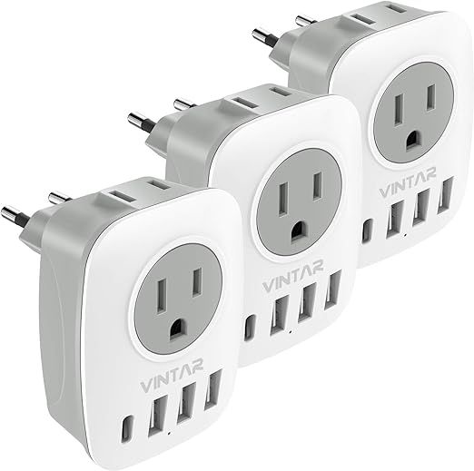 [3-Pack] European Travel Plug Adapter, VINTAR International Power Adaptor with 2 American Outlets... | Amazon (US)